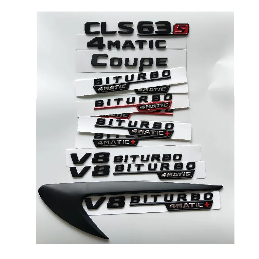 

Black Letters CLS63 CLS63s V8 BITURBO 4MATIC+ Fender Trunk Tailgate Emblem Emblems Badges for Mercedes Benz AMG C218 X218 Coupe