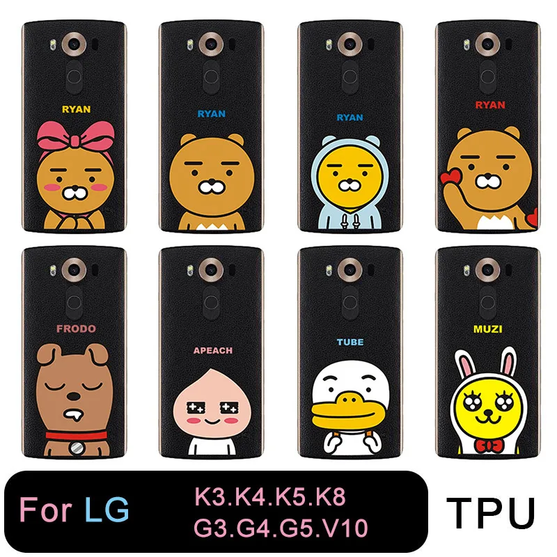 TPU Clear Phone Case For LG K3 K4 K5 K8 G3 G4 G5 V10 Friends Korea Cartoon Characters case Lovely bear duck |