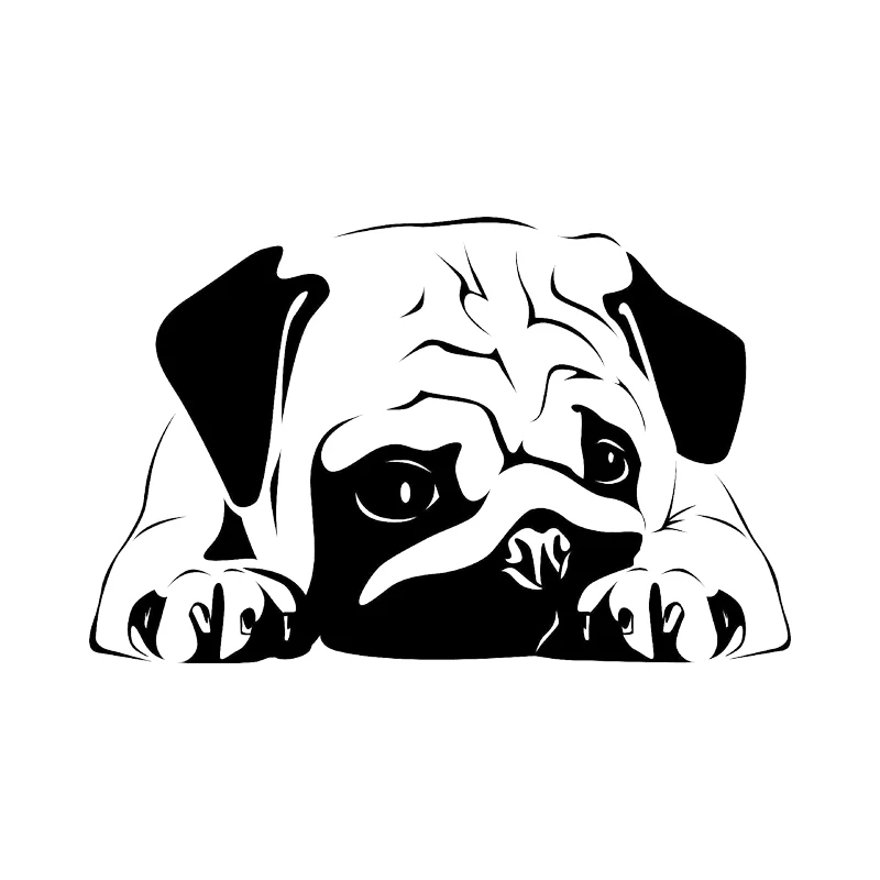 Personality Classic Pug Vinyl Decal Cool Graphics Car Styling Stickerin Car Stickers from