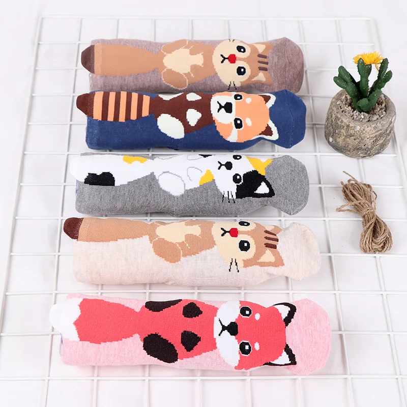 Женские забавные носки с милыми животными принтом Harajuku Kawaii Cat высокого качества
