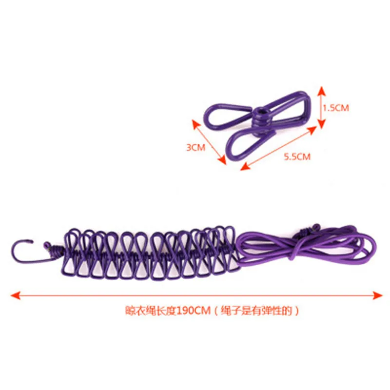 Уличная походная эластичная моющая линия с 12 зажимами переносная Выдвижная Веревка для белья домашние носки Нижнее белье вешалка для одежды