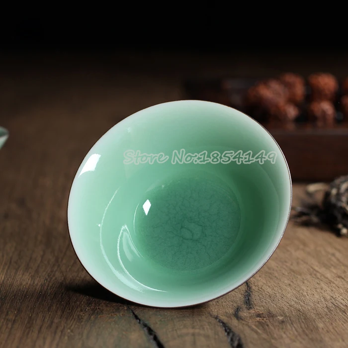 1 шт, два цвета, китайский чжанцзянь, ручная работа, Longquan Celadon, фарфор, кунг-фу, чайная чашка, блюдце, чайная чаша, 65 мл, китайские чашки, шапка, чашка