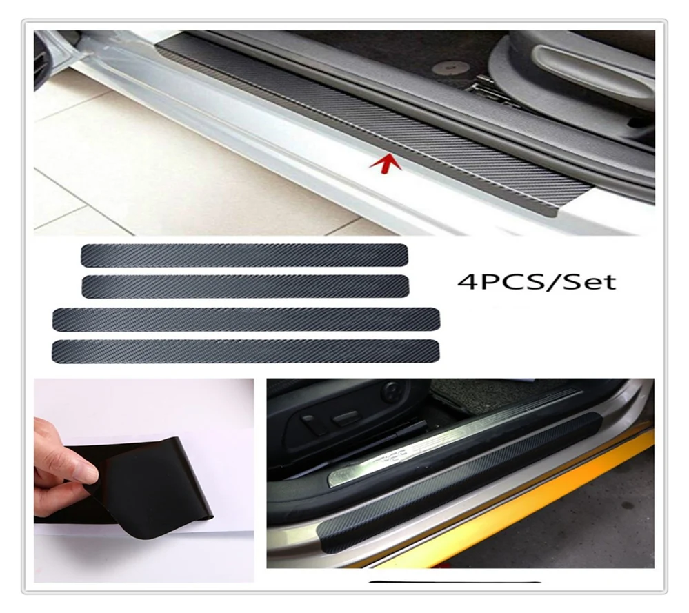 

Car Door Sill Scuff Anti Scratch Carbon Fiber Sticker for Hyundai Accent Azera Elantra Solaris Verna Santa Fe IX45 Sonata