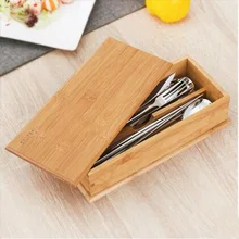 Hot Sale Nature Bamboo Tableware Storage Holder Two Grids Multifunctional Tableware Organizer Free Shipping