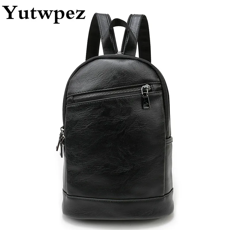 

Multifunction Leather Small Backpack Bag Waterproof Fashion Chest Pack Crossbody Bags For Men Women Soild Black Backpack 2019