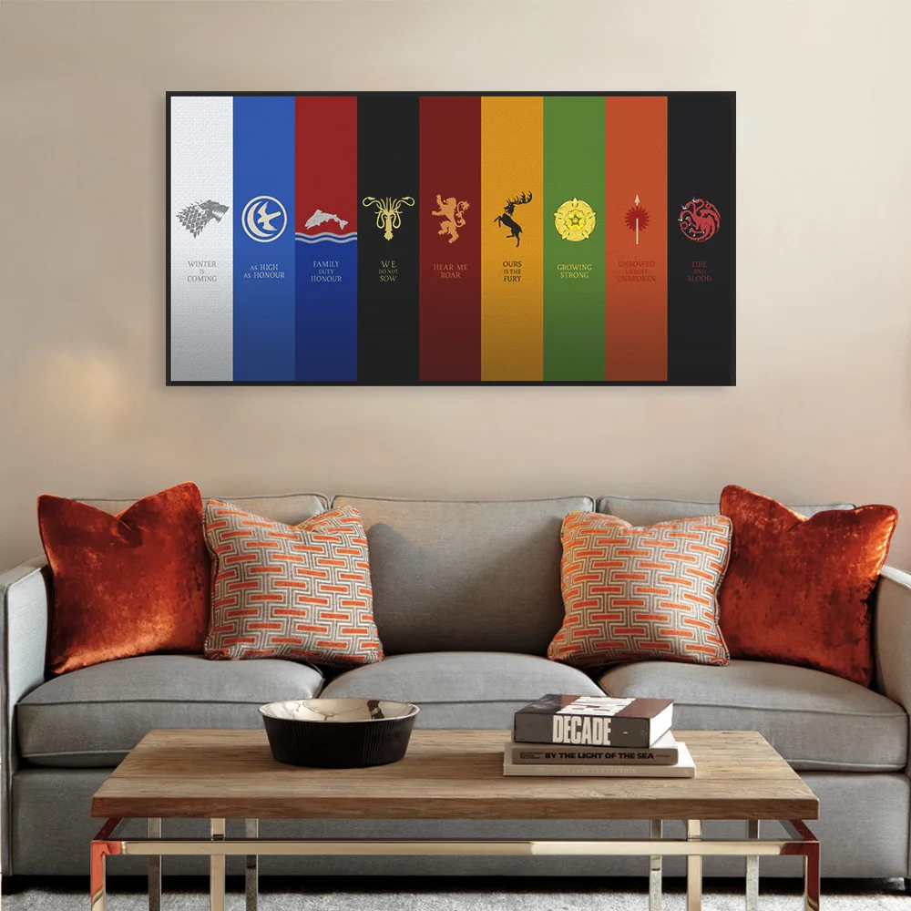 Game Of Thrones Logo Flag Movie TV Animals Canvas Art ...