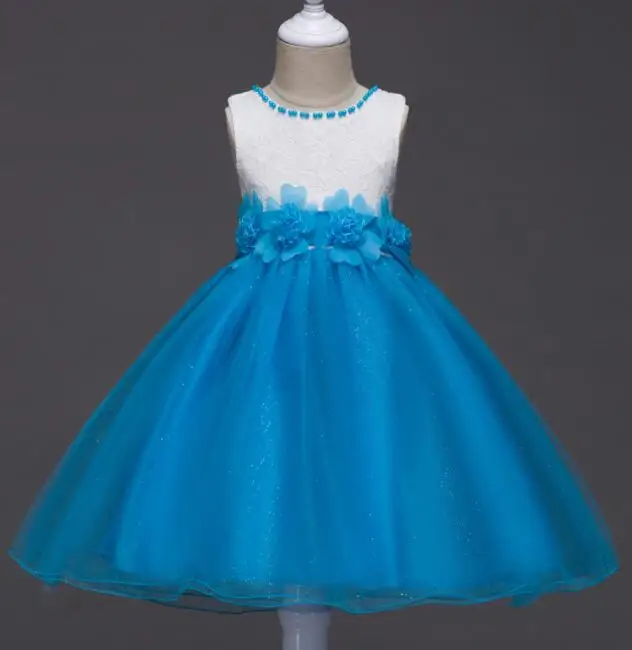 I Love/Детские платья для девочек; платье с цветочным рисунком; свадебные платья; Одежда для маленьких девочек; платье для девочек; фиолетовое платье для малышей; праздничное платье для девочек - Цвет: sky blue