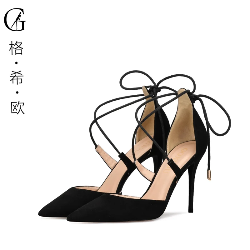 

women heel shoes high Sandals with pointed toes black suede summer fashion sexy stiletto heels bridesmaid wedding shoes