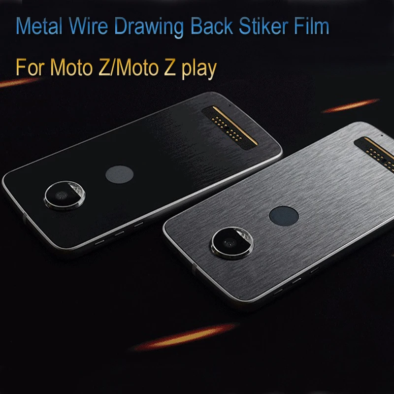 2017 Metal Wire Drawing Grain Sticker Film Wrap Skins Phone Back Membrane Paste Protective for Moto Z/ Z play |