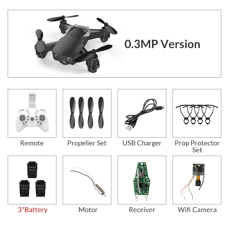 Eachine E61/E61HW Мини WiFi FPV с HD камерой режим удержания высоты складной Радиоуправляемый Дрон Квадрокоптер RTF - Цвет: black 0.3mp 3battery