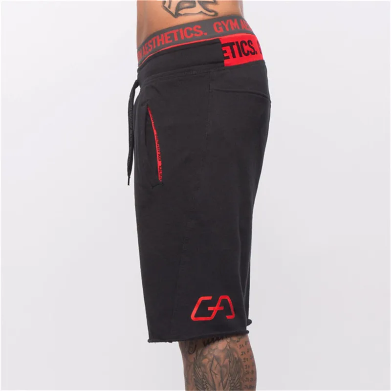 Mens gym cotton shorts Run jogging sports Fitness bodybuilding Sweatpants male workout training Brand Knee Length short pants