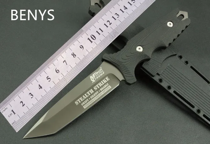 

BENYS MTech USA XTREME TY-8071 Tactical Fixed Knives,5Cr13Mov Blade ABS Handle Gray Titanium Hunting Knife,Survival Knife.