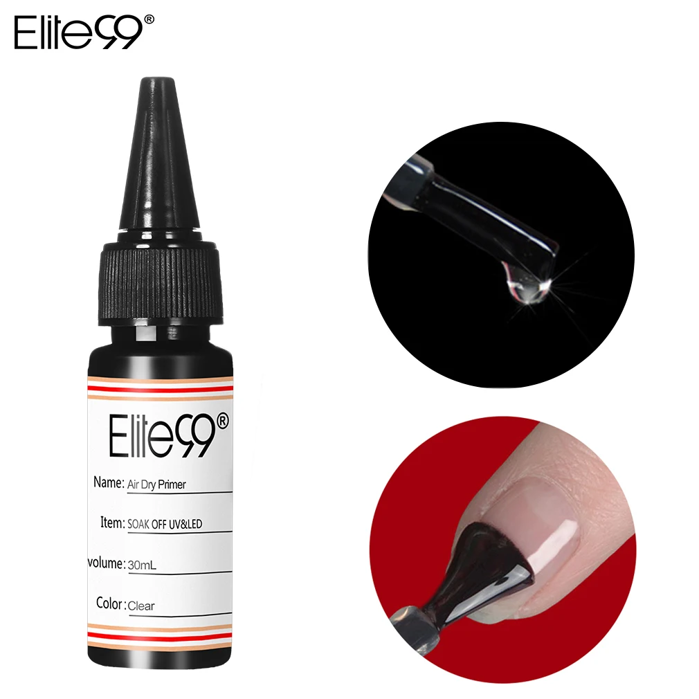 Elite99 30ml Semi-permanent Fast Reinforce Air Dry Primer UV Gel Base Primer No Need UV LED Soak Off Gel Nail Polish Art Design