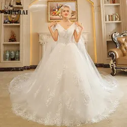 SHAMAI роскошное свадебное платье принцессы 2019 с обёрточная бумага кружево бисером невесты элегантное женское платье De Soriee платье с
