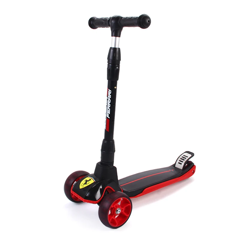 Регулируемая высота для игры на открытом воздухе Бодибилдинг скутер игрушка PU колесо регулируемая высота мини самокат для детей - Цвет: Черный