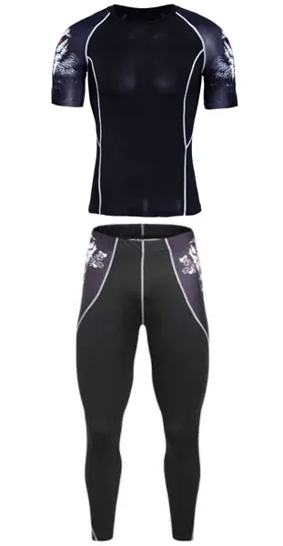 

2017 men skins compression sets skulls printing Short sleeves t shirts and pants sets size s-4xl