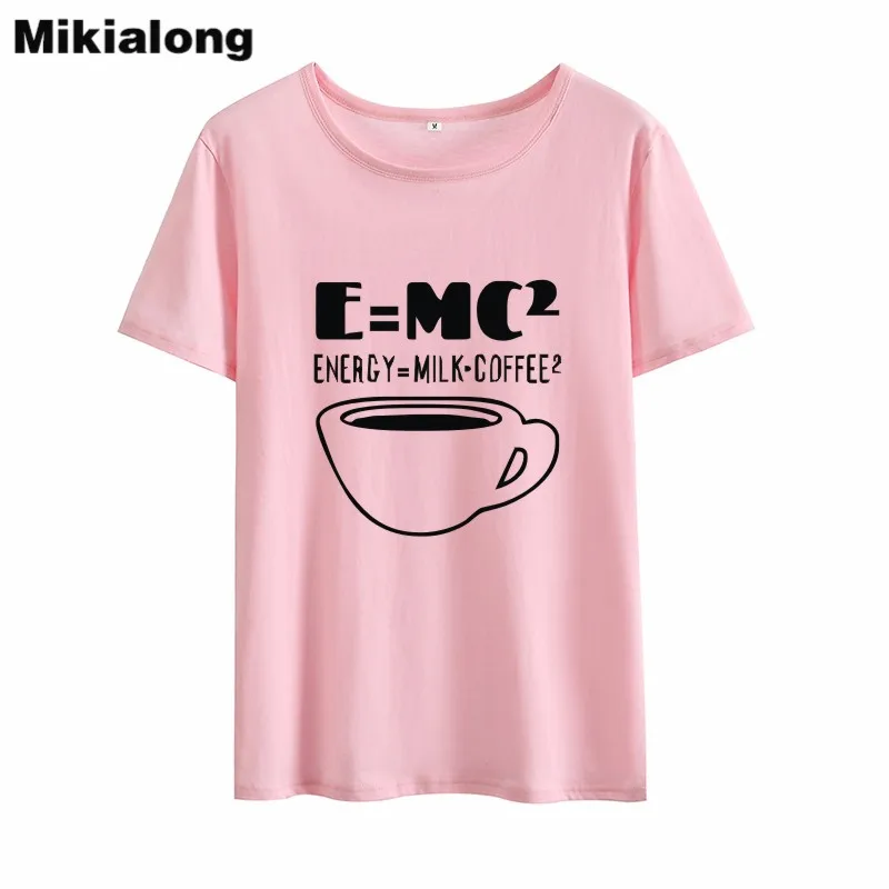 Mrs win ENERGY MILK COFFEE Einstein Equation женская футболка, топ хипстер, свободная черная белая футболка для женщин из чистого хлопка Polera Mujer - Цвет: Pink Black