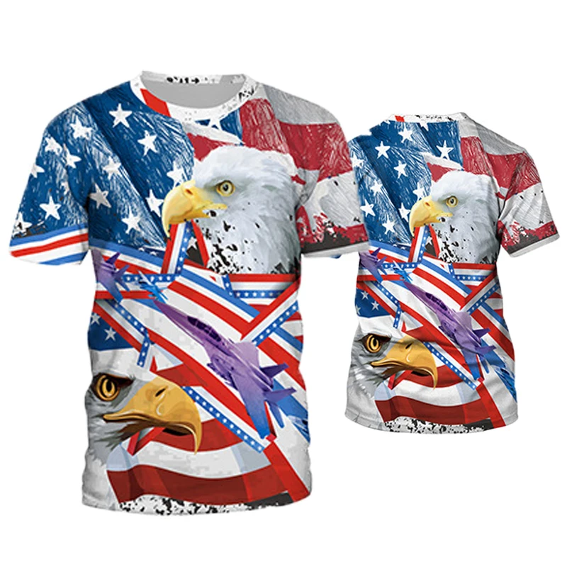 

Mens/Women eagle American flag 3D Print T shirts 4th of july independence day Party tshirt Pop casual couple tees cat dog Tops 4