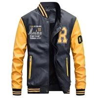 Men’s Embroidered Baseball Jacket | Slim Fit PU Leather College Pilot Coat | Luxury Fleece Casaco Masculino