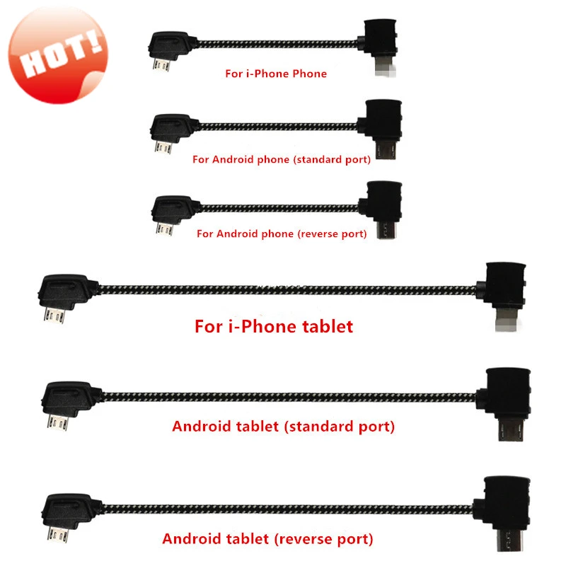 

Remote Control Data Cable For DJI Mavic 2 /Air/Pro Connecting Phone Tablet Connector Line Nylon Line For DJI Mavic Pro/AIR Drone
