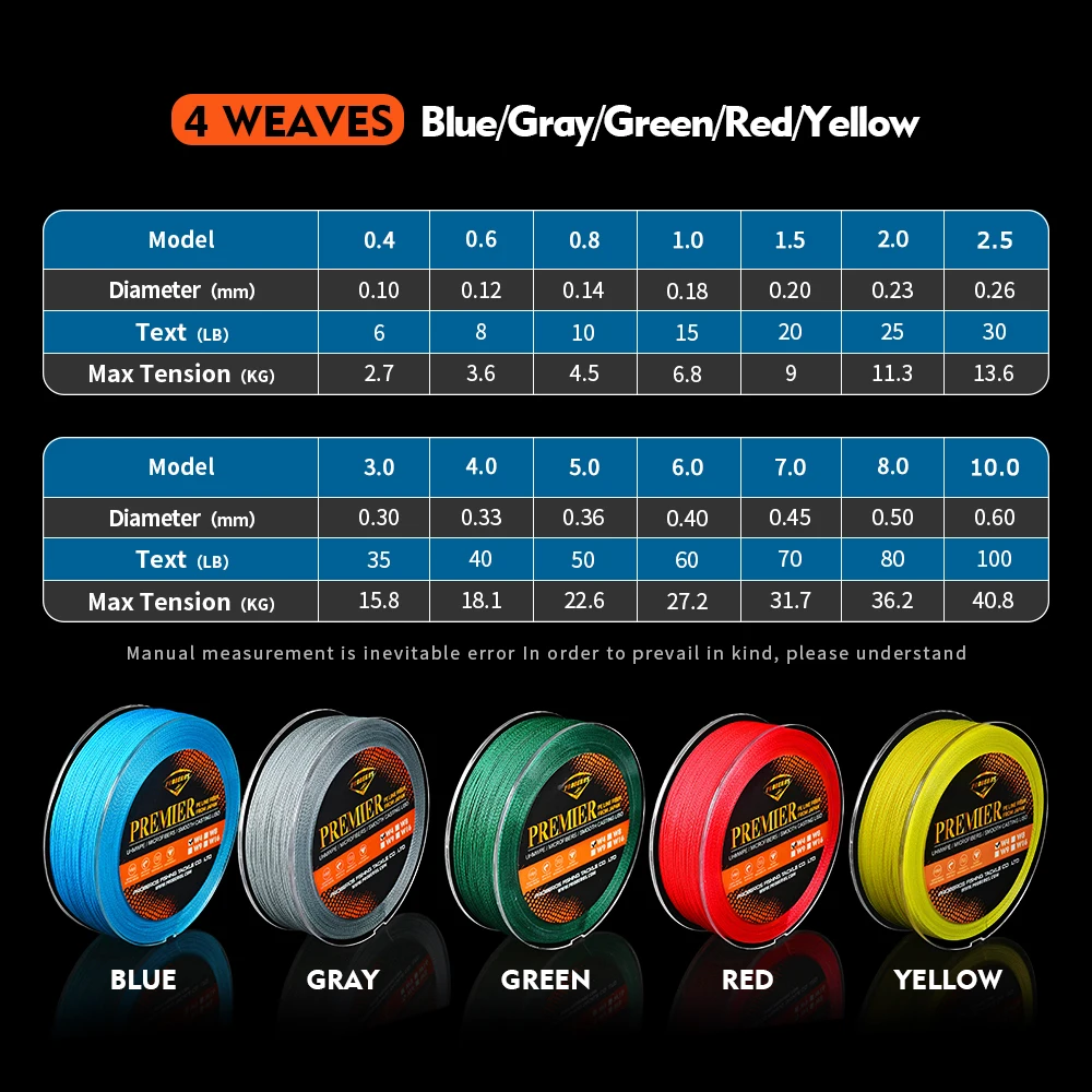 Proberos Fishline 300 M& 500 M& 1000 M леска зеленая/серая/синяя/красная/желтая 4 стойки плетеная линия 6LB-100LB Pe линии