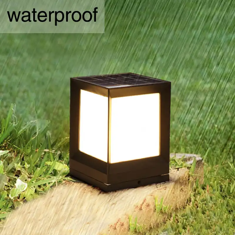 Outdoor Solar Post Light Waterproof Square Pillar Led Lamp Waterproof Square Pillar Led Solar Lamp
