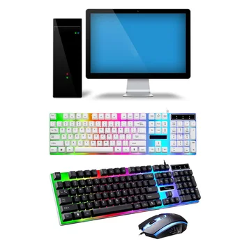

USB Lighting Wired Keyboard Gaming Accessories Waterproof Mechanical feel Keyboard With Rainbow Backlight