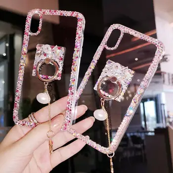 

For iPhone XS max XR X Bling Crystal Diamond case for iphone 7 7plus 6 6S 6Splus 8 8plus Luxury Girl Lady gift case + bling ring