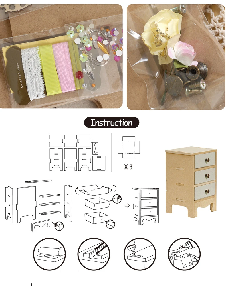 Eno поздравление DIY Мини ящик для хранения Драгоценности для скрапбукинга винтажный Mni шкаф инструмент мини комод деревянный домашний декор