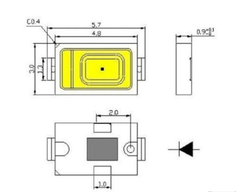 100 шт. Высокая мощность 0,5 Вт 1/2 Вт SMD чип 5630/5730 красный зеленый синий желтый uv led