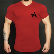 Летние мужские тренировочные спортивные дышащие быстросохнущие футболки спортивные футболки с принтом для бега фитнес-футболки