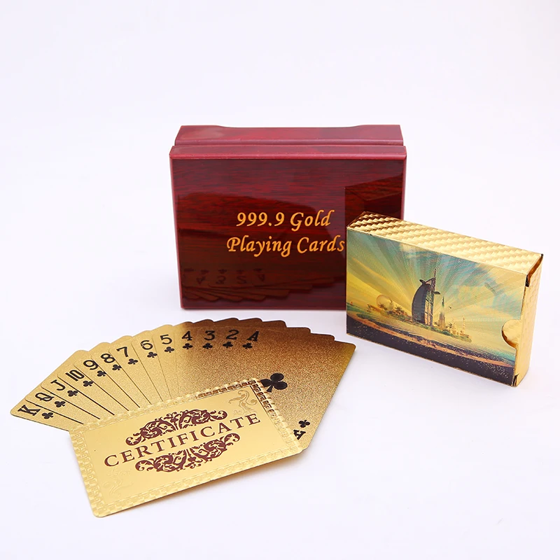 

DUBAI-05 Playing Cards packing with wooden box in Waterproof collection Durable creative custom full color PETpoker for gift