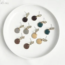 AOMU, Винтажные серьги-гвоздики из стерлингового серебра S925 пробы с эмалью и геометрическим круглым узлом для женщин и девушек, вечерние ювелирные изделия в подарок