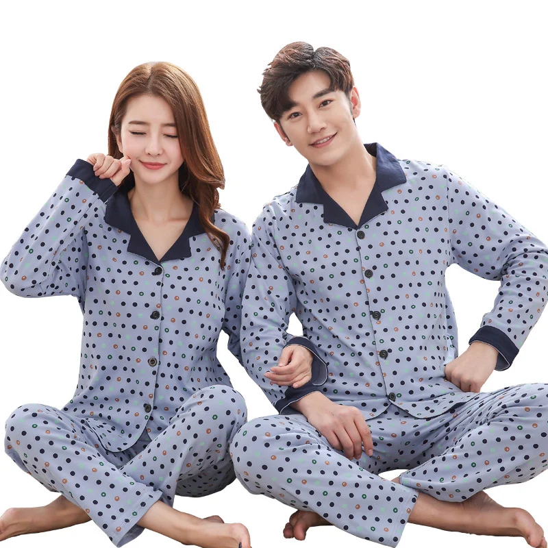 Buy 100 Cotton Couple Pajamas Women Long sleeve
