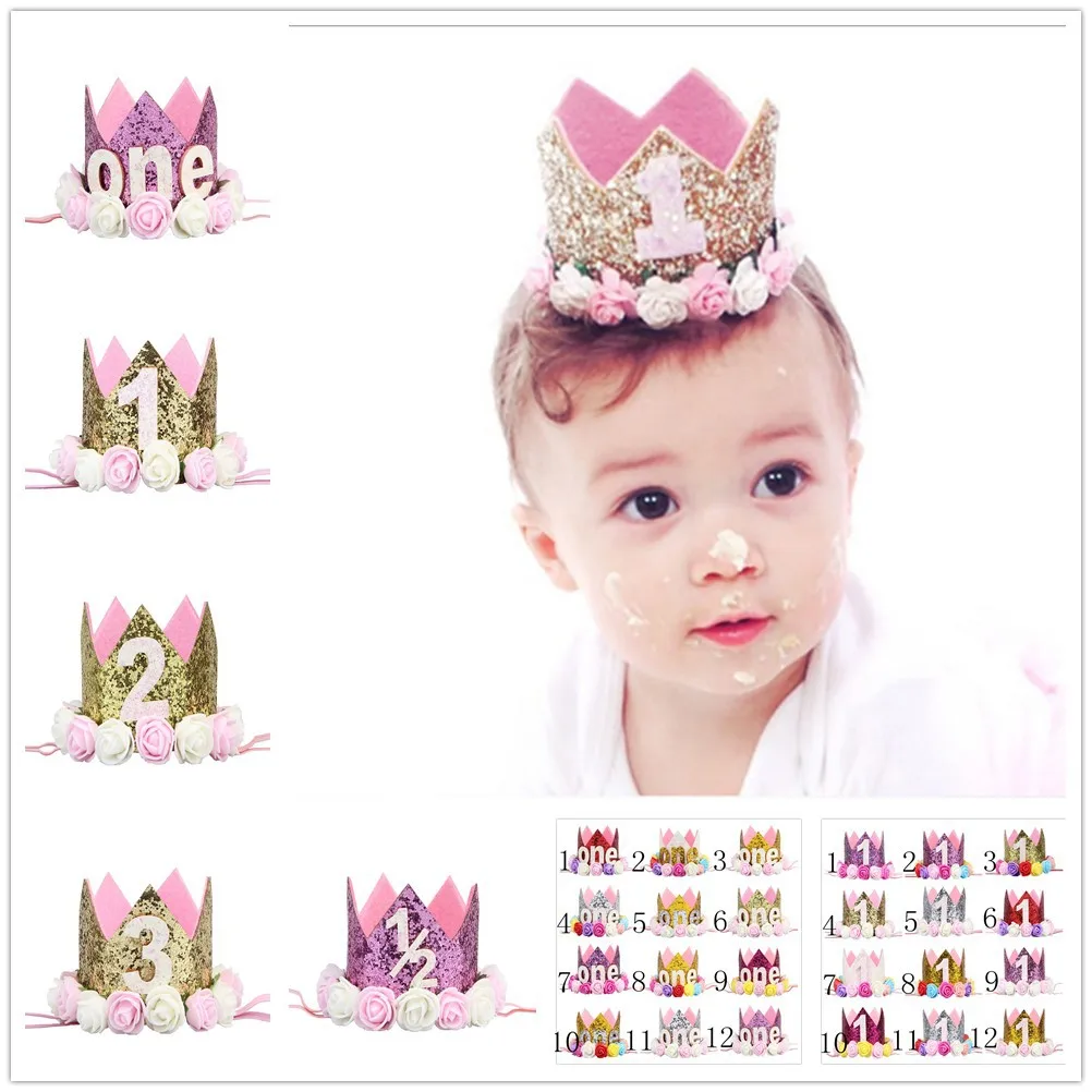 Baby Girls 1st 2nd 3rd Birthday Princess Crown Tiara Headband Hair Accessories