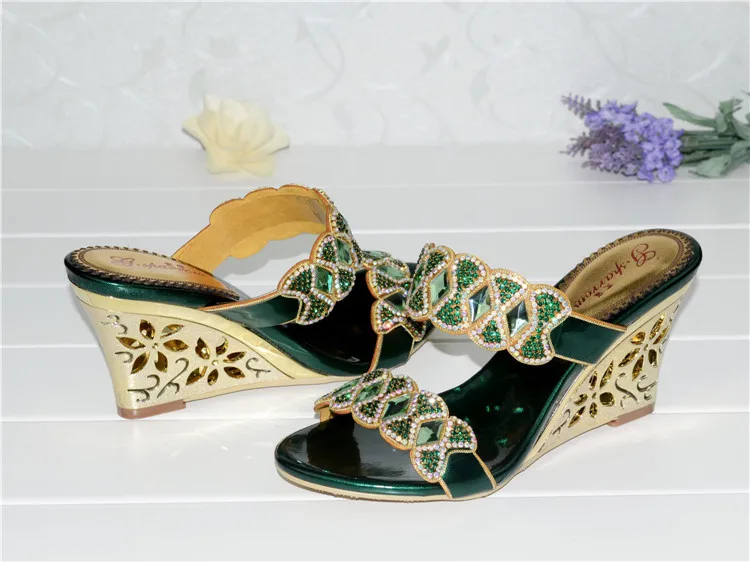 2016 Summer New Leather Shoes Rhinestone Roman Female Diamond Wedges Sandals Size 11 High Quality9