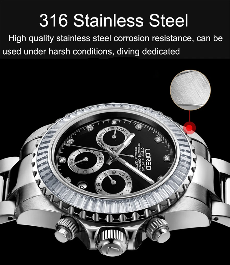 Роскошные для мужчин s часы Кристалл водонепроницаемый 50 м автоматические механические наручные часы для мужчин бизнес часы Relogio Masculino