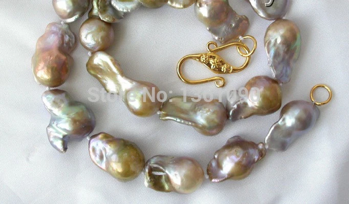 

00626 stunning 23mm baroque multicolor reborn keshi freshwater pearl necklace NEW