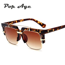 Pop Fashion Square Diseñador de la Marca gafas de Sol Mujeres de Los Hombres de Edad Semi-Sin Montura Marco Gafas Gafas gafas de Sol Gafas de Leopardo sol