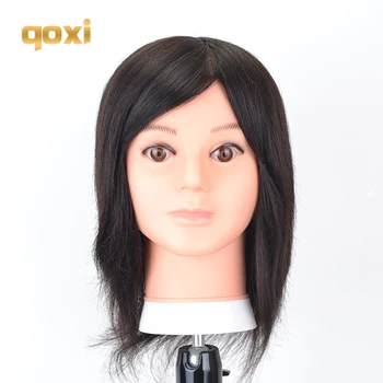 

Qoxi Professional training heads with 100% real human hairs can be dyed practice Hairdressing mannequin dolls Styling maniqui