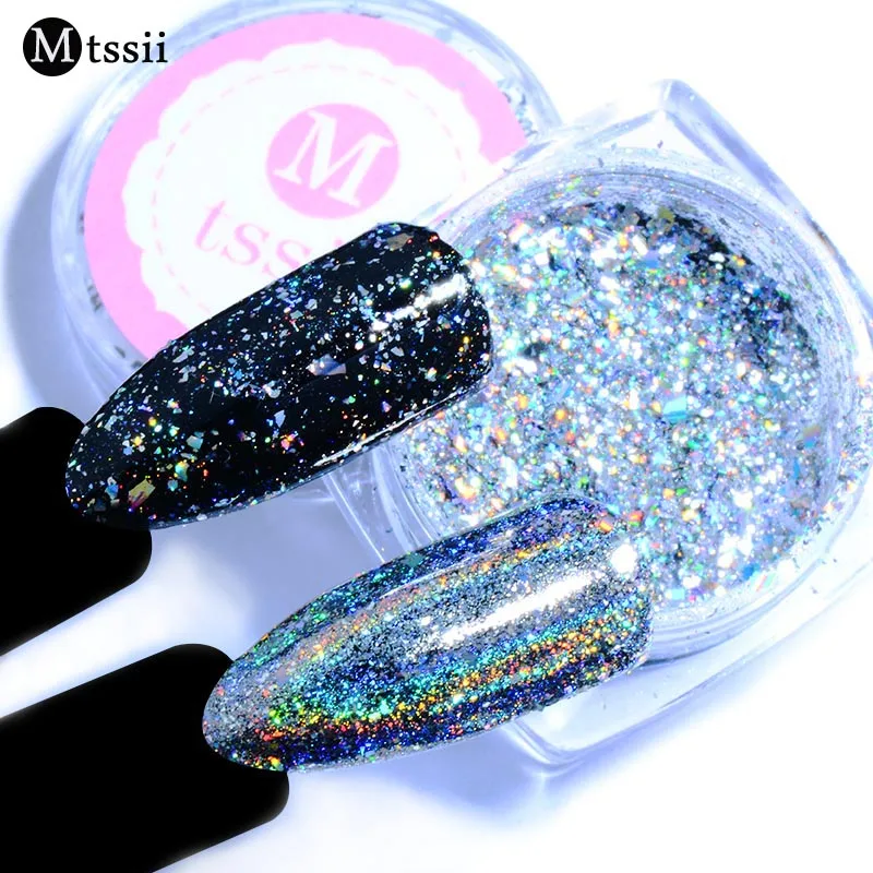 

FOUR LILY 1Box 0.2g Galaxy Flakes Bling Laser Nail Sequins Holographic Glitter Powder Paillette Nail Art Decorations Manicure