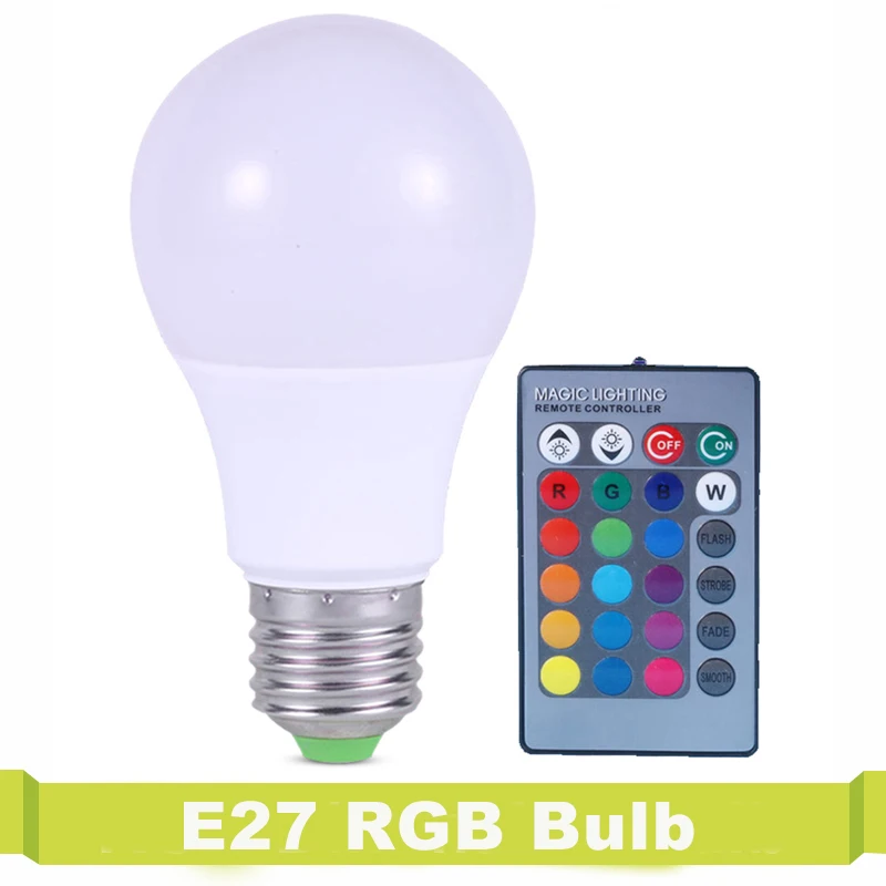 Светодиодная лампа Cambian 16 цветов для украшения дома 220 в RGB светодиодная E27 3 вт 5 7