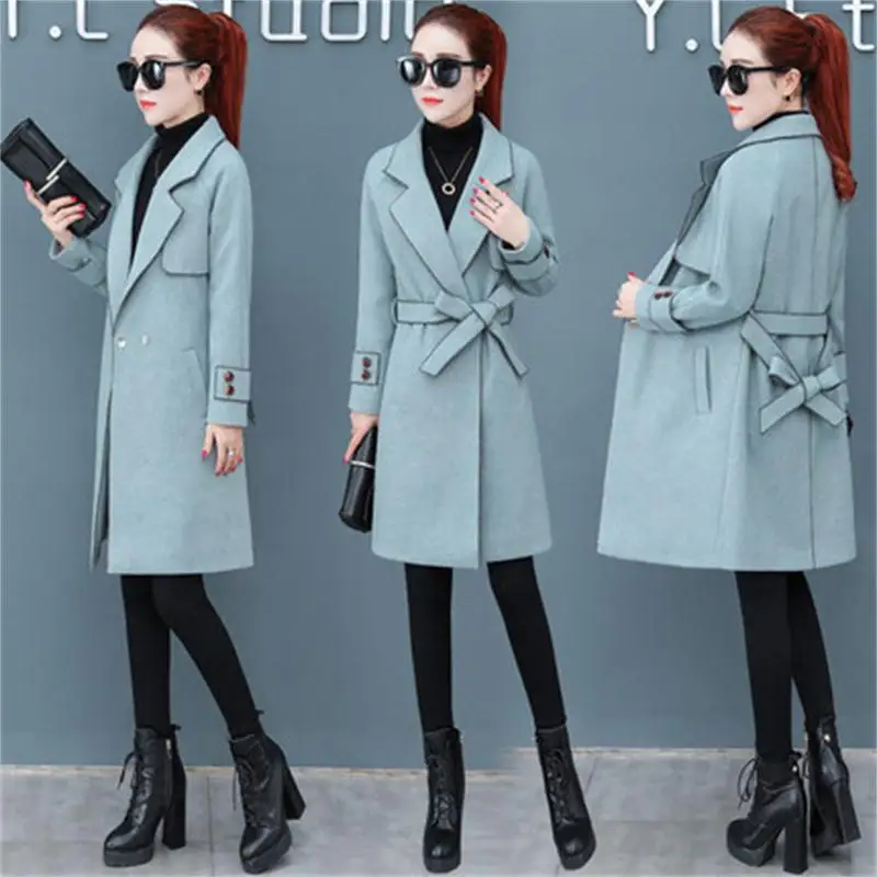 

Women's woolen coat female long section new autumn and winter popular women's Korean version of the woolen coat tide winter