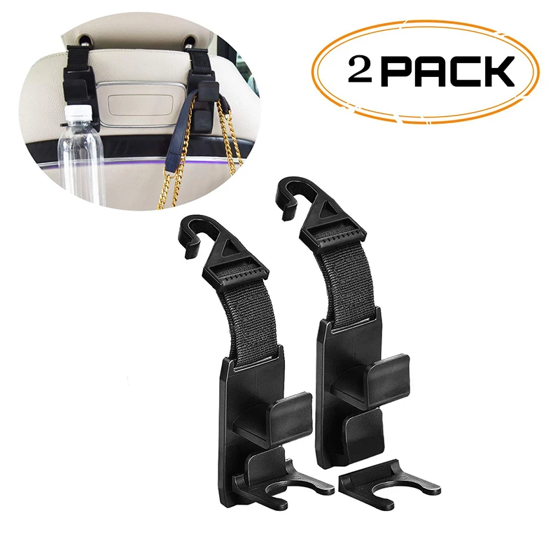 

Car Backseat Headrest Hook, Vehicle Universal Car Organizer Storage Hanger for Coats Handbag, Purse, Backpack, Grocery Bags 2PCS