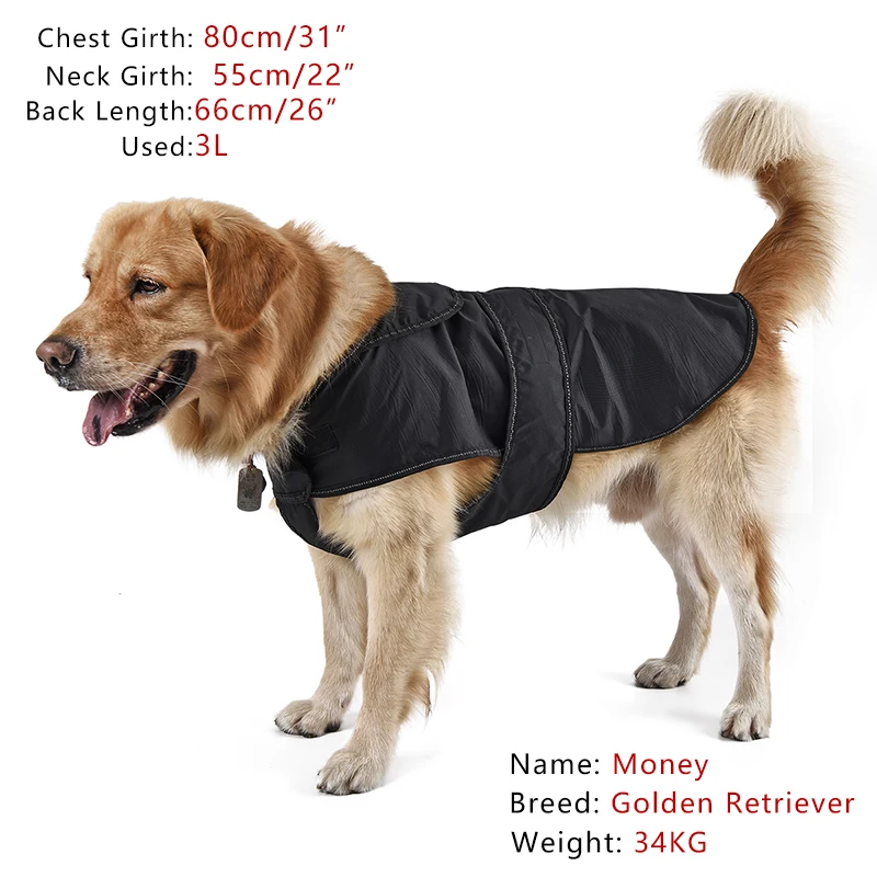 Зимнее пальто для домашних животных Теплый жилет водонепроницаемый ветрозащитный со светоотражающей полоской подходит для всех сезонов 2 в 1 куртка для собак средних и больших размеров