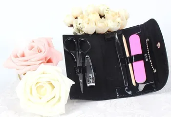 

50 set/lot Wedding Gifts New Black Purse Design 5 in1 Manicure Set Pedicure Grooming Kit Bridal Shower Favors