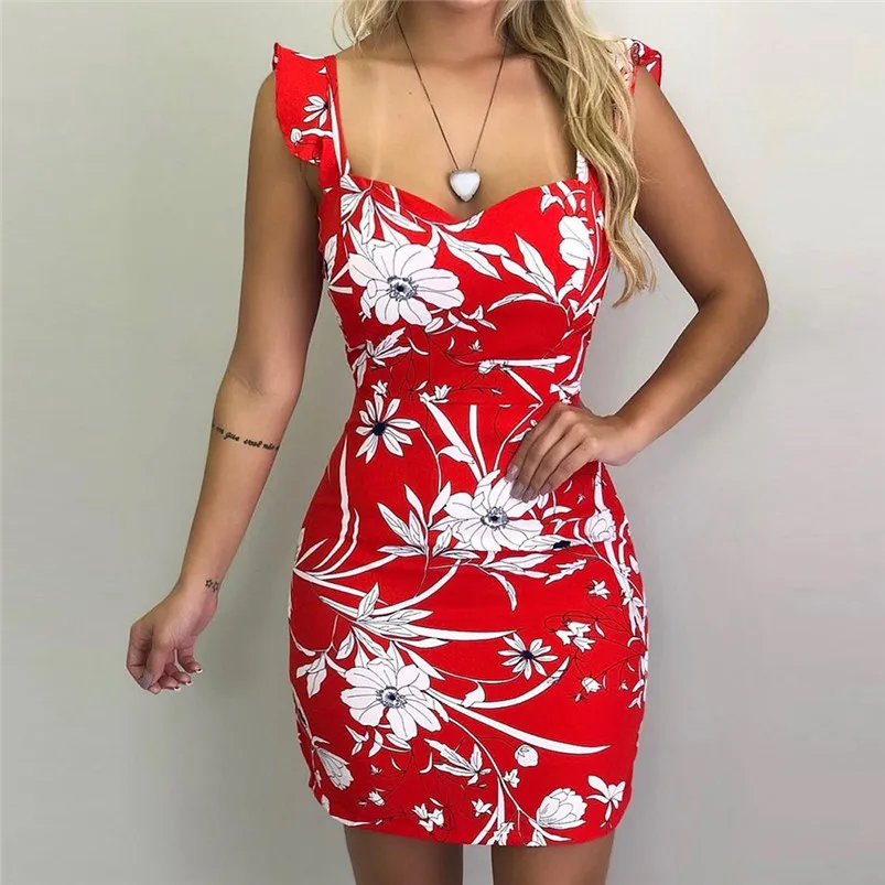 Fashion Women Summer Sleeveless Printed Elastic Waist Casual Beach Party Mini Dress vestidos largos cortos mujer H13 (2)