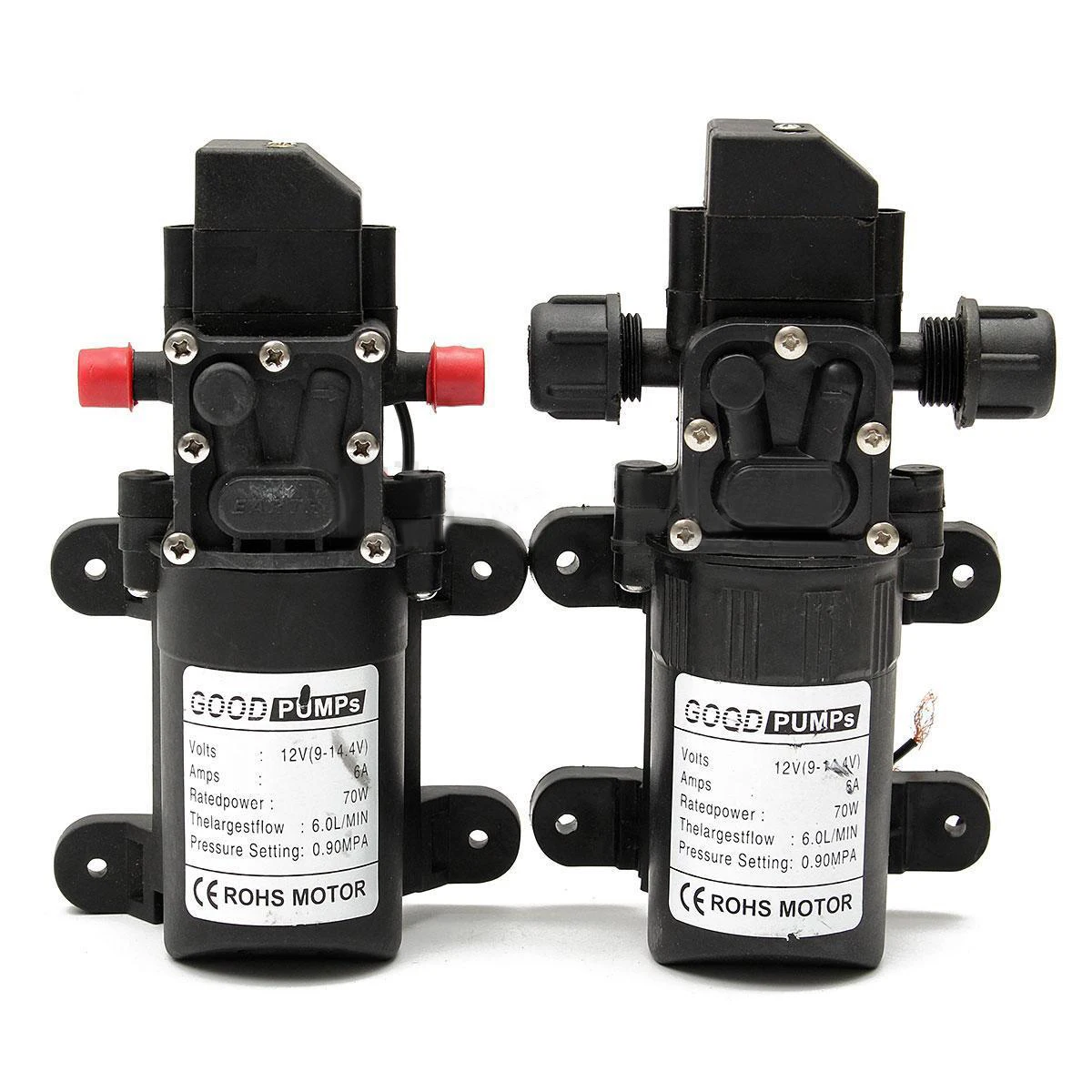 

Small Safe Self Priming Pump DC12V 70W 130PSI 6L/Min High Stable Pressure Diaphragm Water Pump 2 styles
