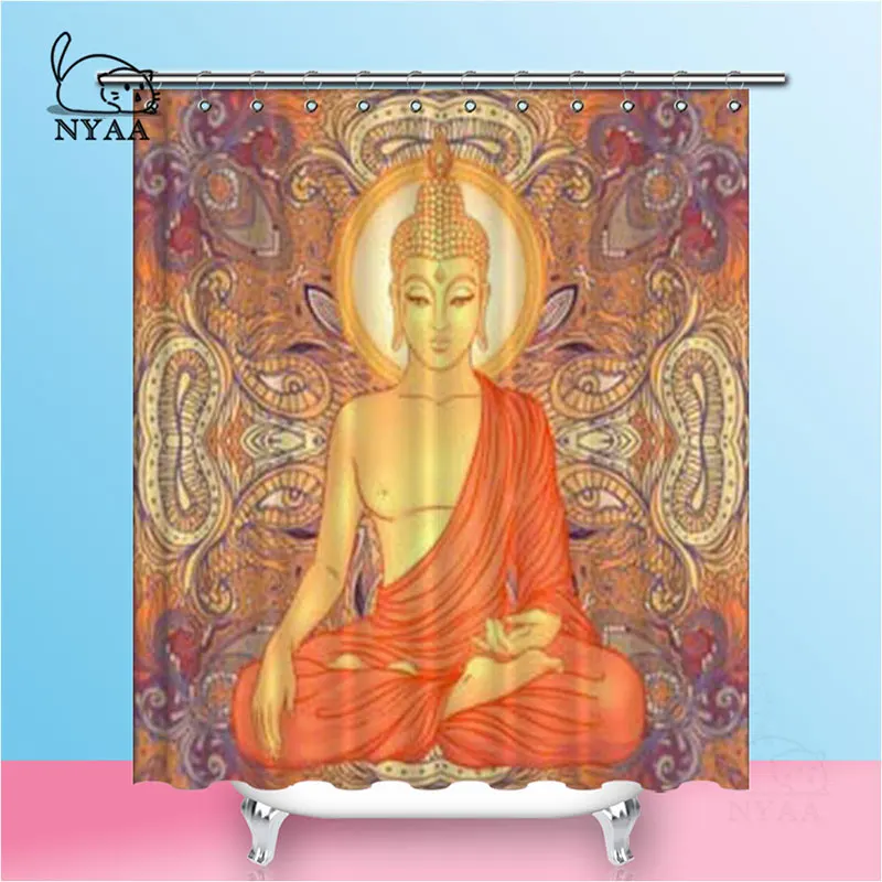 Nyaa сидящий Будда над витиеватой Мандала занавески для душа индийский Водонепроницаемый полиэстер ткань занавески для ванной для домашнего декора - Цвет: NY5613
