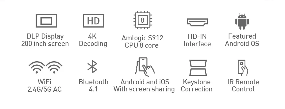 WZATCO Android wifi Bluetooth 4,1 умный светодиодный DLP проектор Поддержка 4k Full HD 1080P домашний кинотеатр проектор аккумулятор 4100 мАч